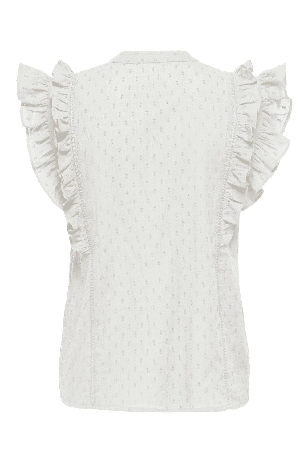 Only - Onlraina S/L V-Neck Ruffle Top Ox - 4925991 Cloud Dancer