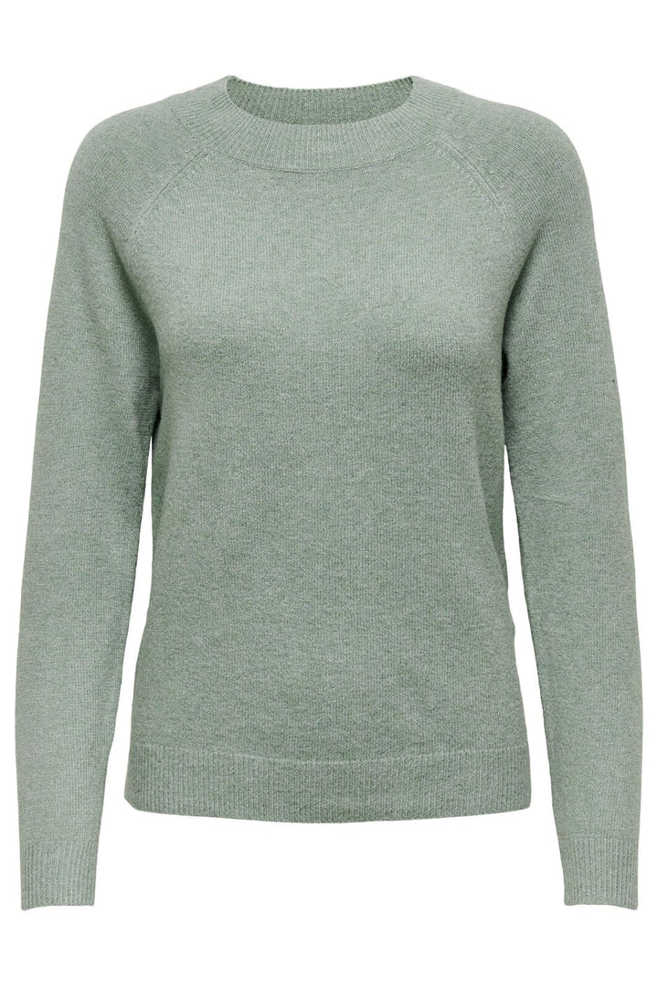 Only - Onlrica Life L/S Pullover Knt - 3601186 Chinois Green White Melange Strikbluser