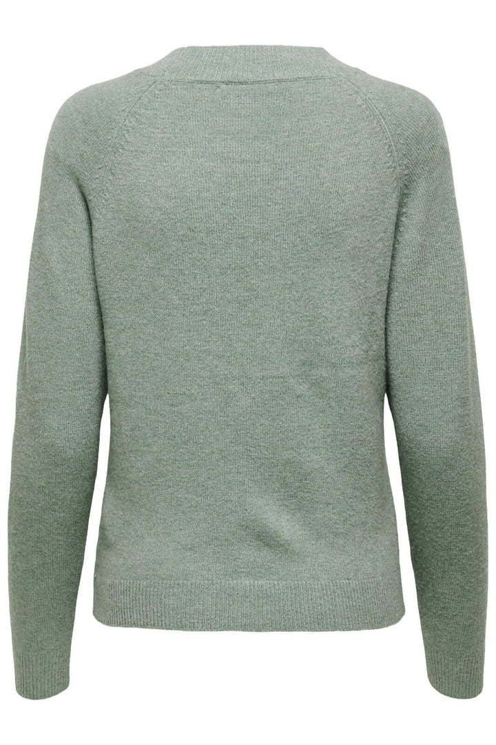 Only - Onlrica Life L/S Pullover Knt - 3601186 Chinois Green White Melange Strikbluser