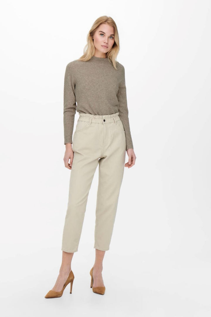 Only - Onlrica Life L/S Pullover Knt - 3793719 Beige W. Melange