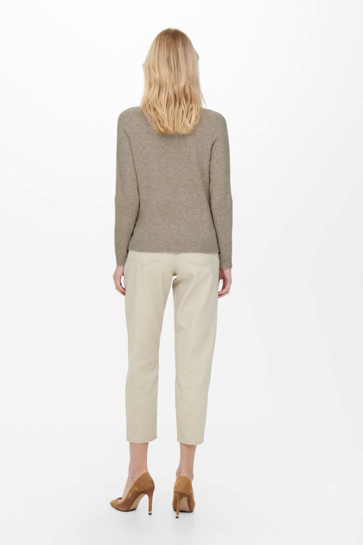 Only - Onlrica Life L/S Pullover Knt - 3793719 Beige W. Melange