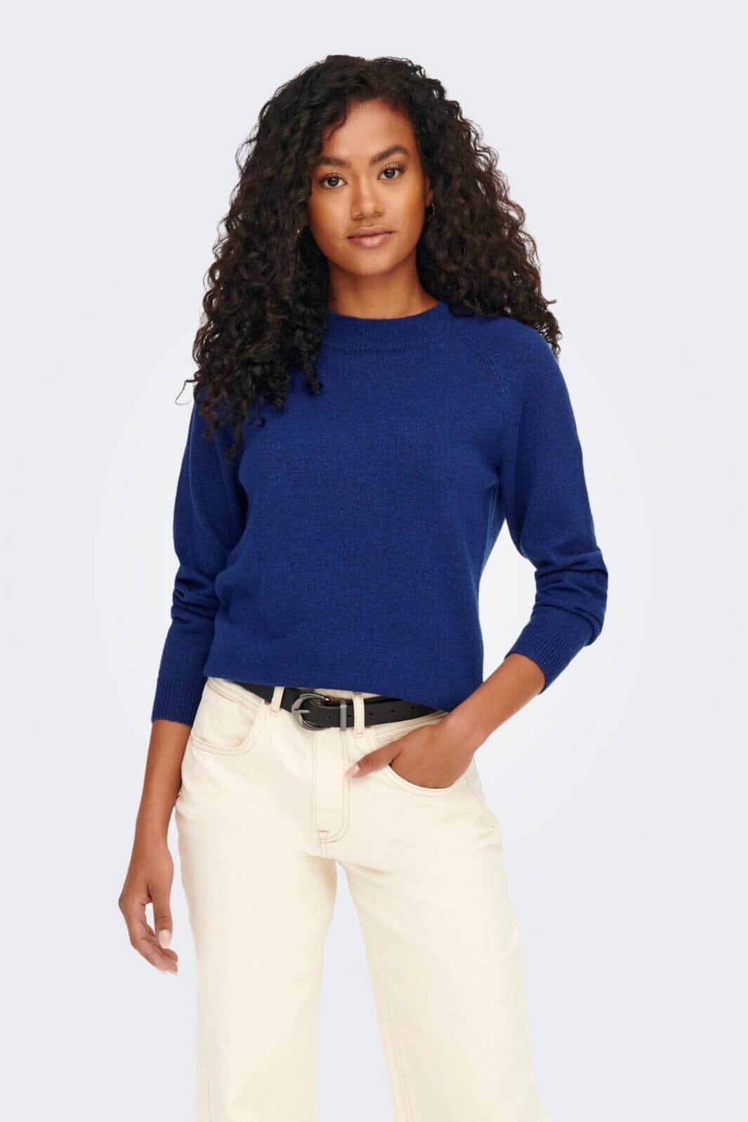 Only - Onlrica Life L/S Pullover Knt - 3951720 Surf The Web W. Melange Strikbluser