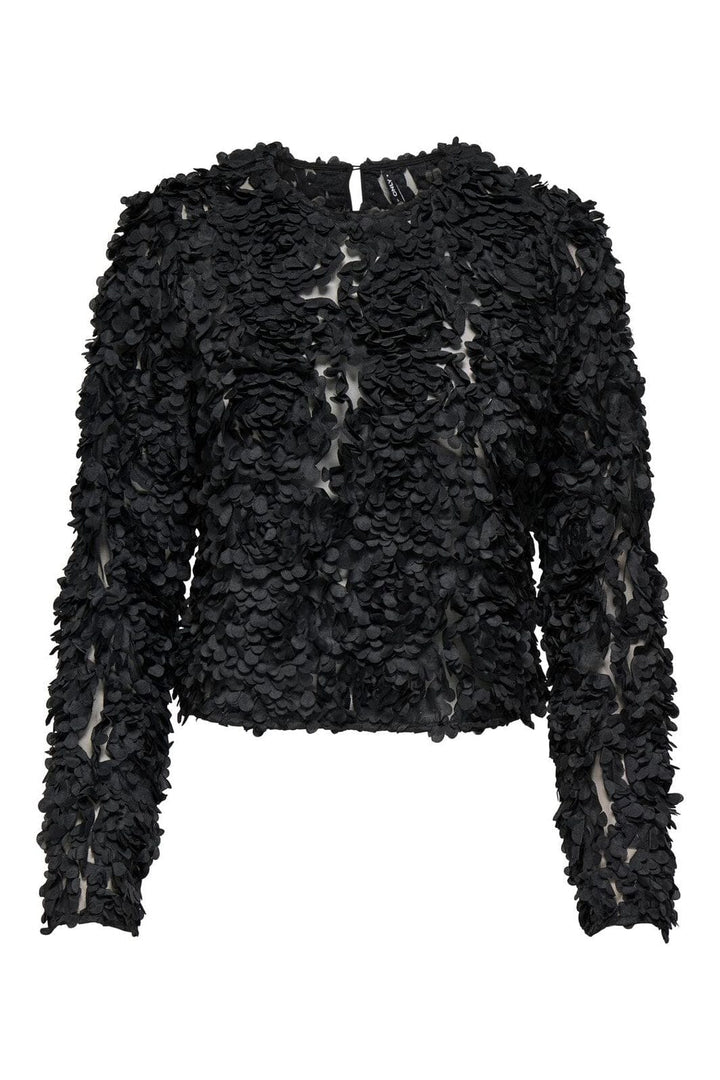 Only - Onlrosebloom L/S Top - 4913296 Black Rose Flower (Black)