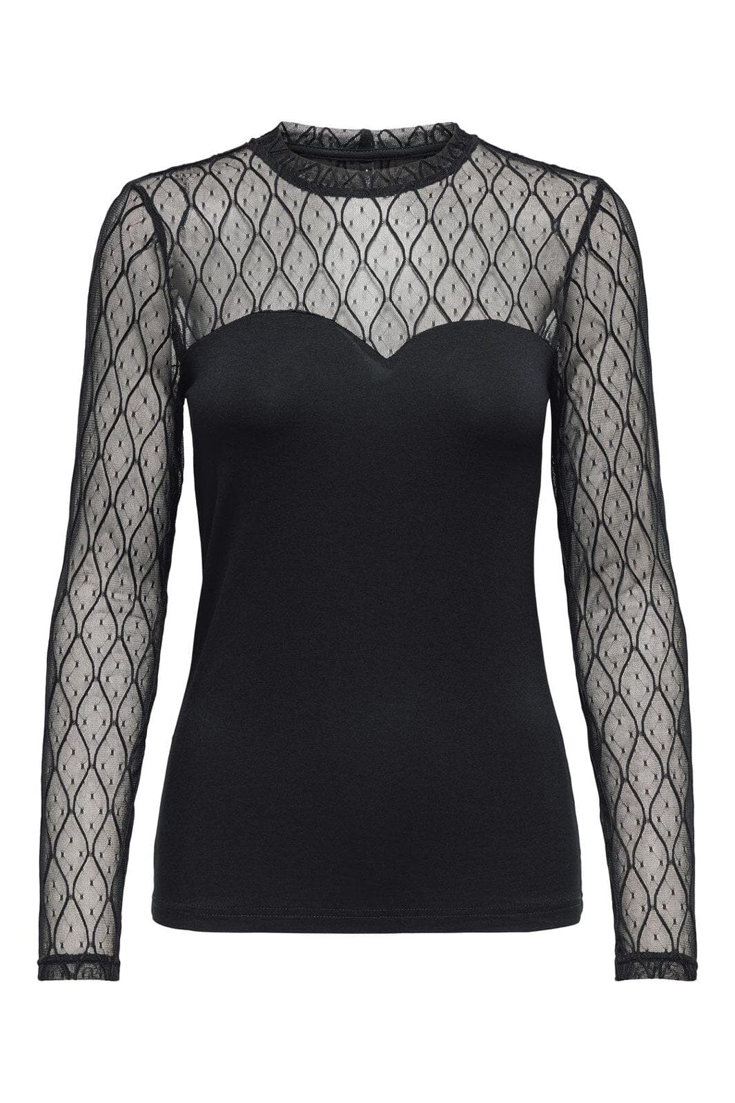 Only - Onlsalina L/S Lace Mix Top - 4805075 Black