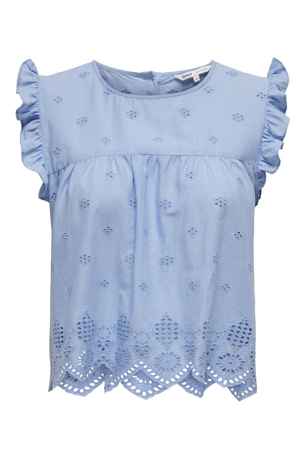 Only - Onlsilla Life S/L Frill Top 15213398 - 4494597 - Bel Air Blue