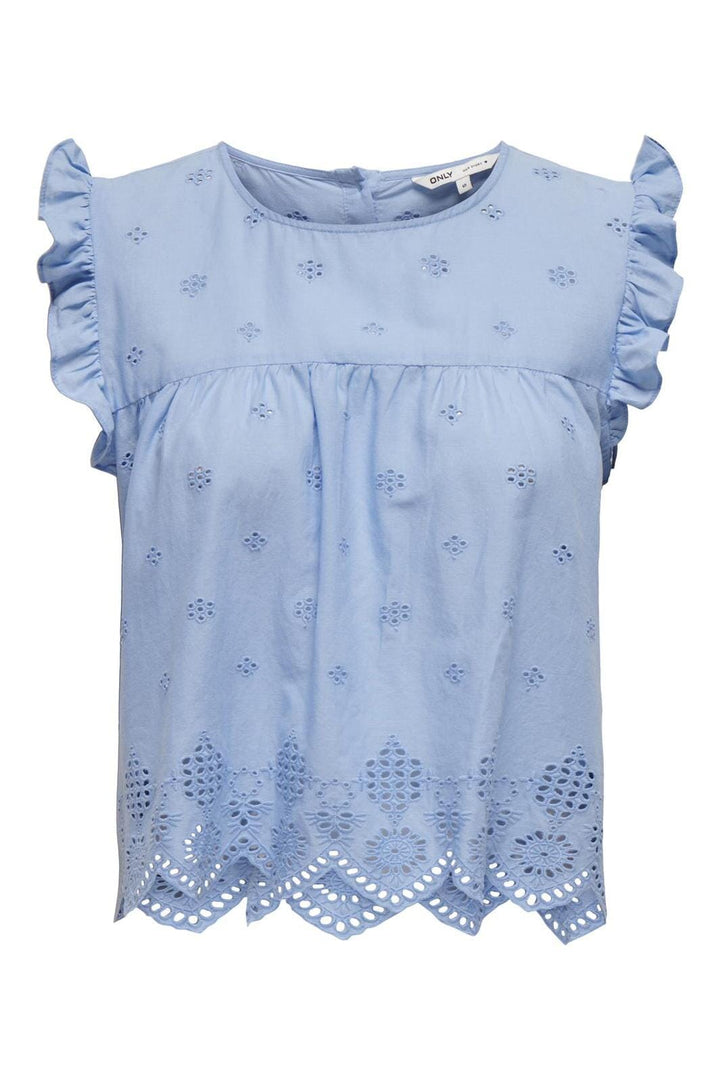 Only - Onlsilla Life S/L Frill Top 15213398 - 4494597 - Bel Air Blue