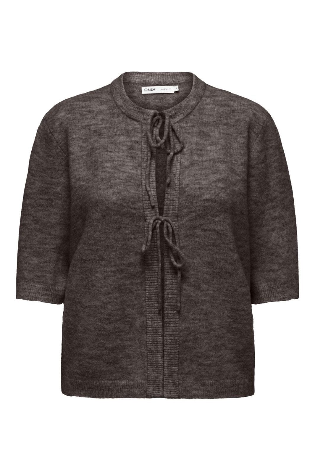 Only - Onlsimoni 2/4 Bow Cardigan Knt - 4961577 Coffee Bean Melange