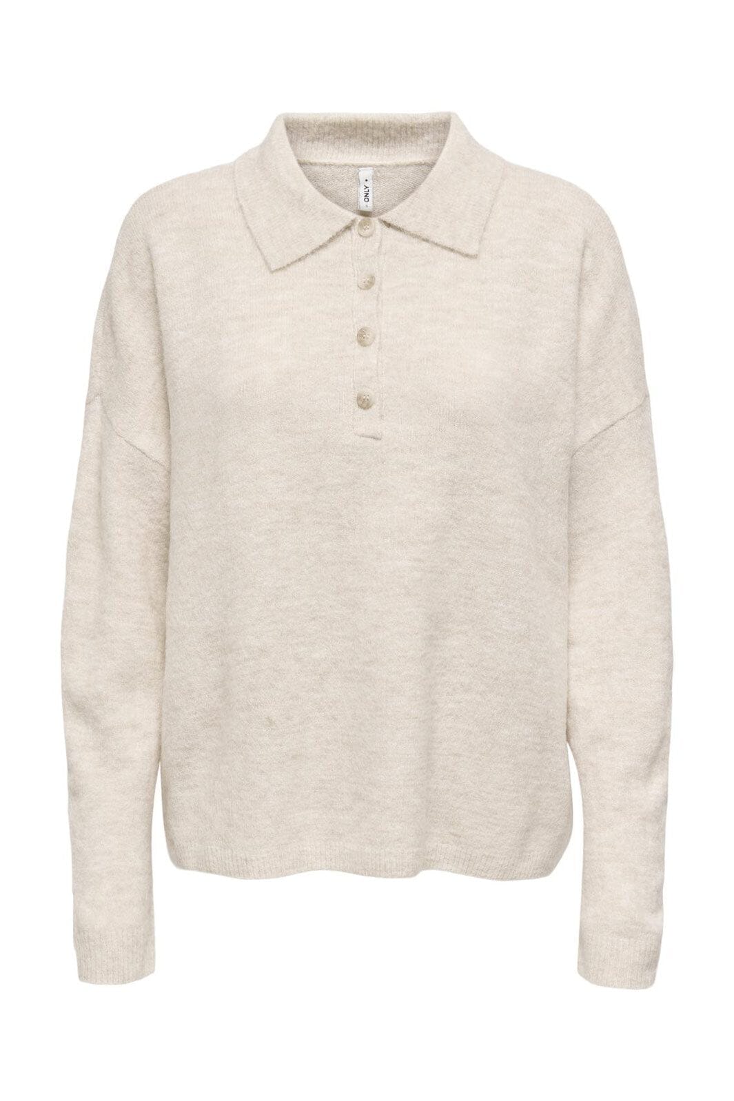 Only - Onltalio Ls Polo Neck Bf Knt - 4928919 Whitecap Gray Melange/Dtm Horn Button