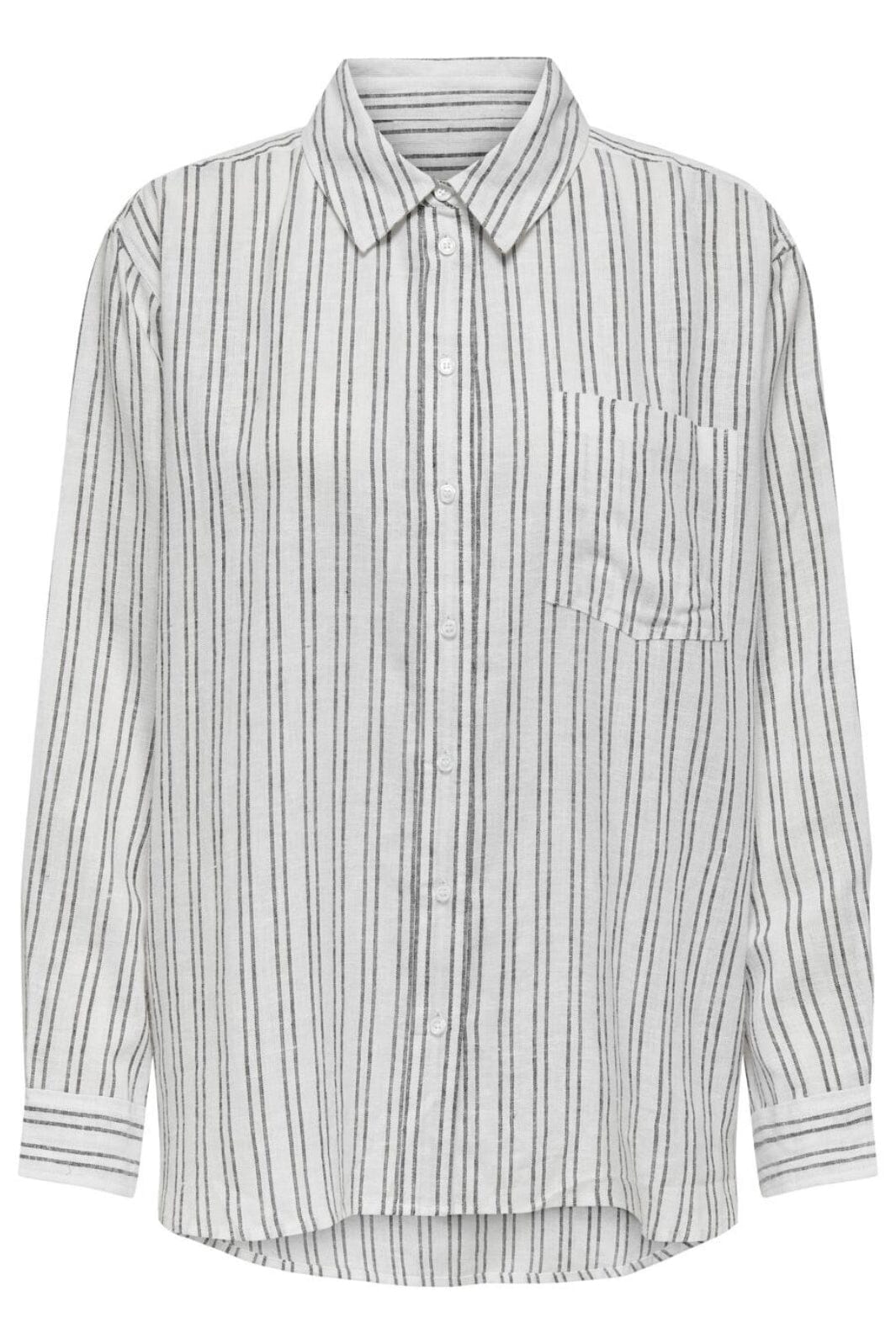 Only - Onltokyo Life Ls Lin Bl St Shirt - 4412093 Bright White Phantom Skjorter