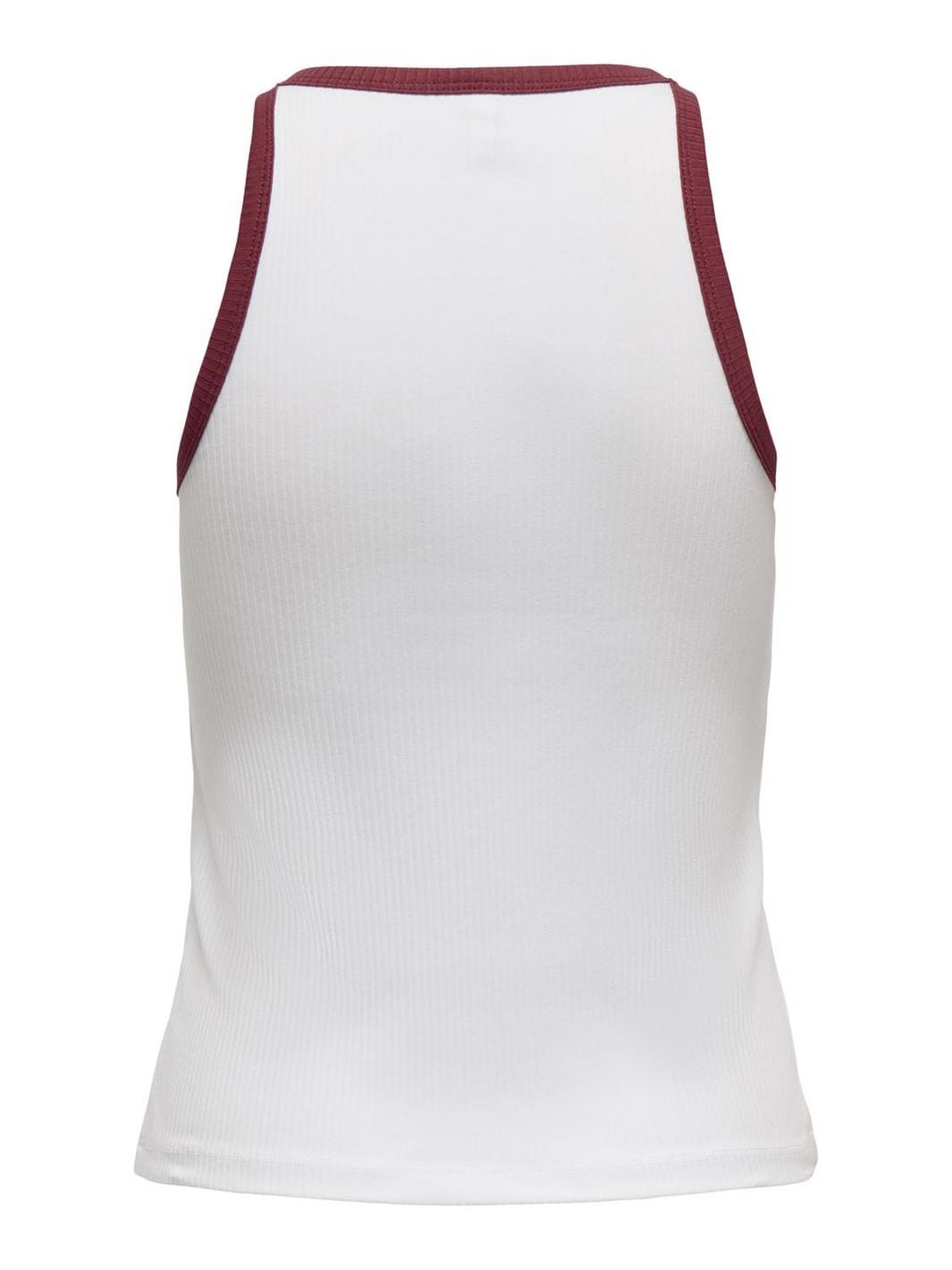 Only - Onlvela Life S/L Top - 4787535 Bright White Ruby Wine Binding