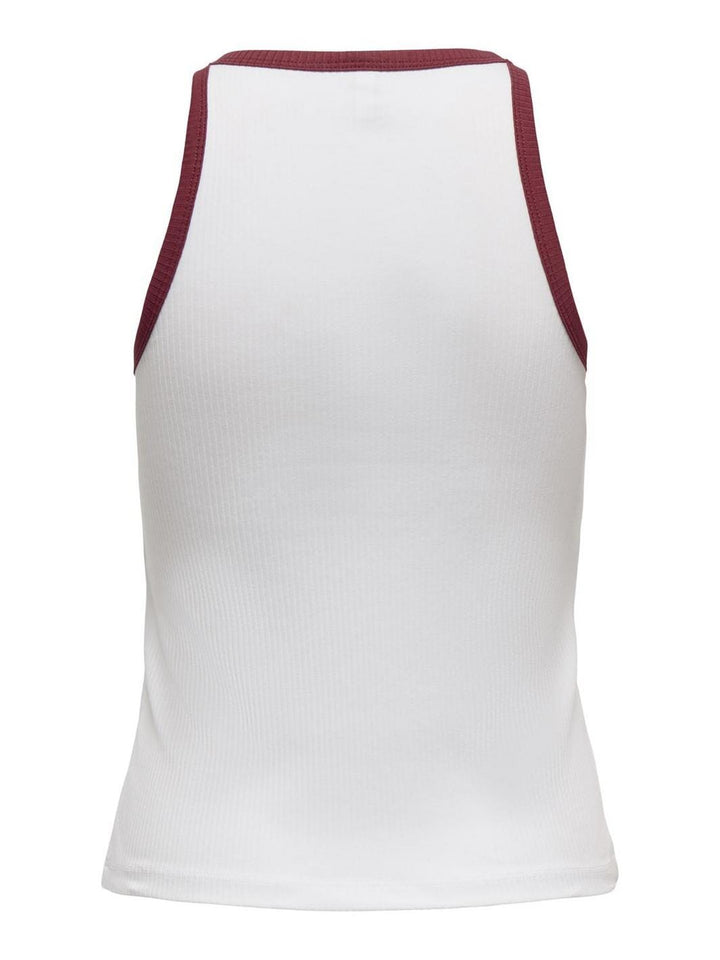 Only - Onlvela Life S/L Top - 4787535 Bright White Ruby Wine Binding