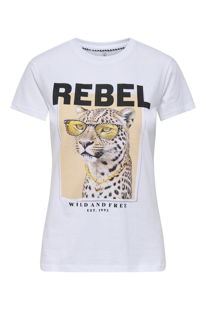 Only - Onlvibe Life S/S Glasses Top Box - 4875397 Bright White Vibe Rebel