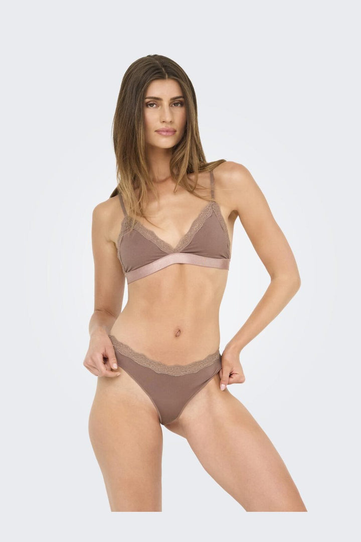Only - Onlvicky Lace Thong 2-Pack Acc - 4822906 Cognac 2Xpack