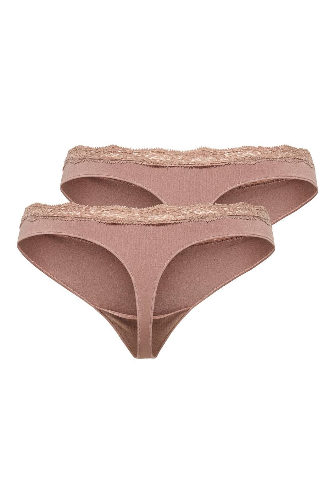 Only - Onlvicky Lace Thong 2-Pack Acc - 4822906 Cognac 2Xpack