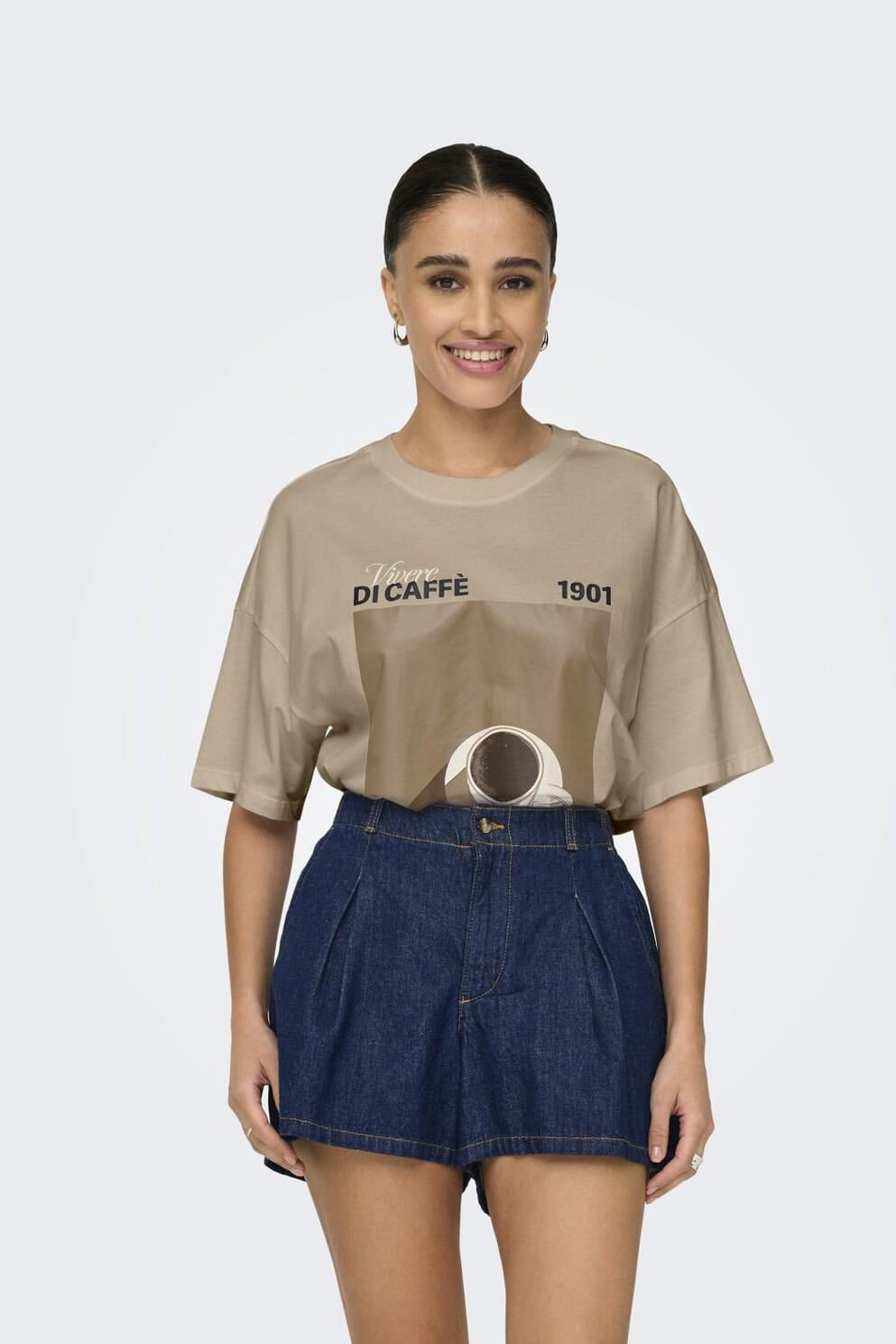 Only - Onlvivvi Life S/S Lovely Top - 4897138 Humus Caffe