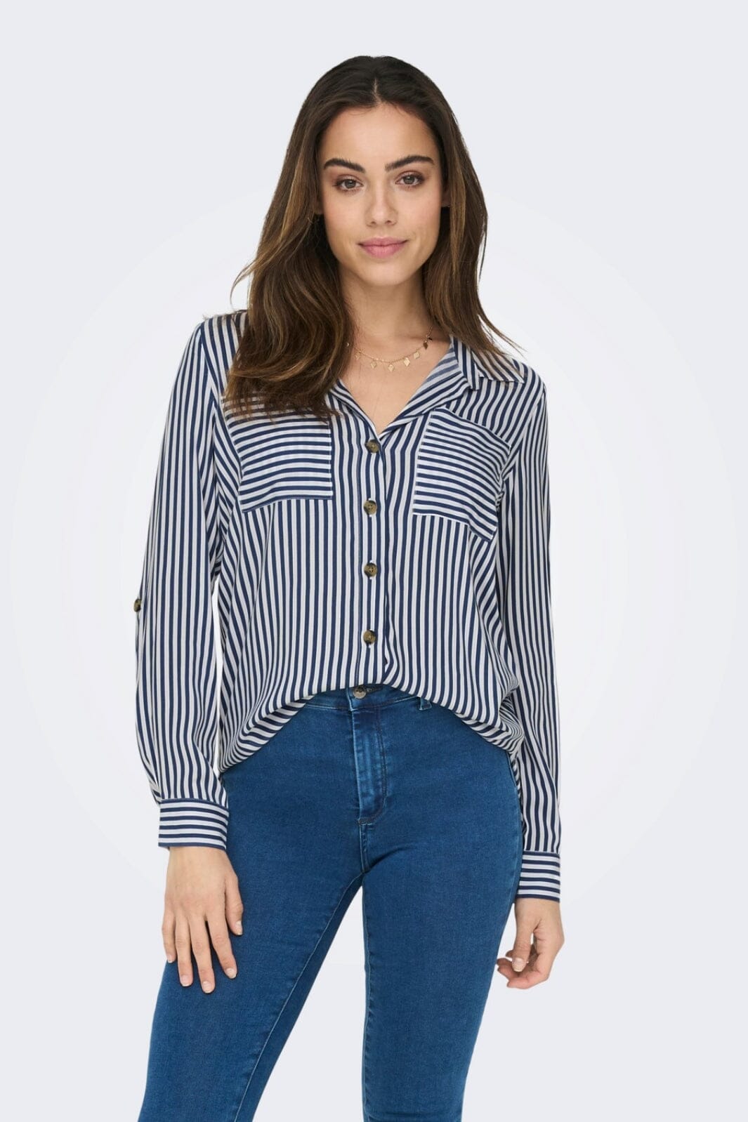 Only - Onlyasmin Shirt L/S - 4117155 Peacoat WHITE