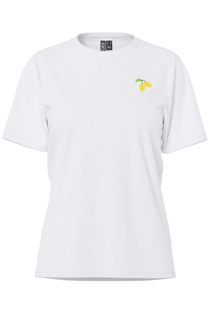 Pieces - Pcalifi Fasttrack Ss Oversize Tee - 4953935 Bright White Smal Lemon In Front- Amalfi Frint On Back