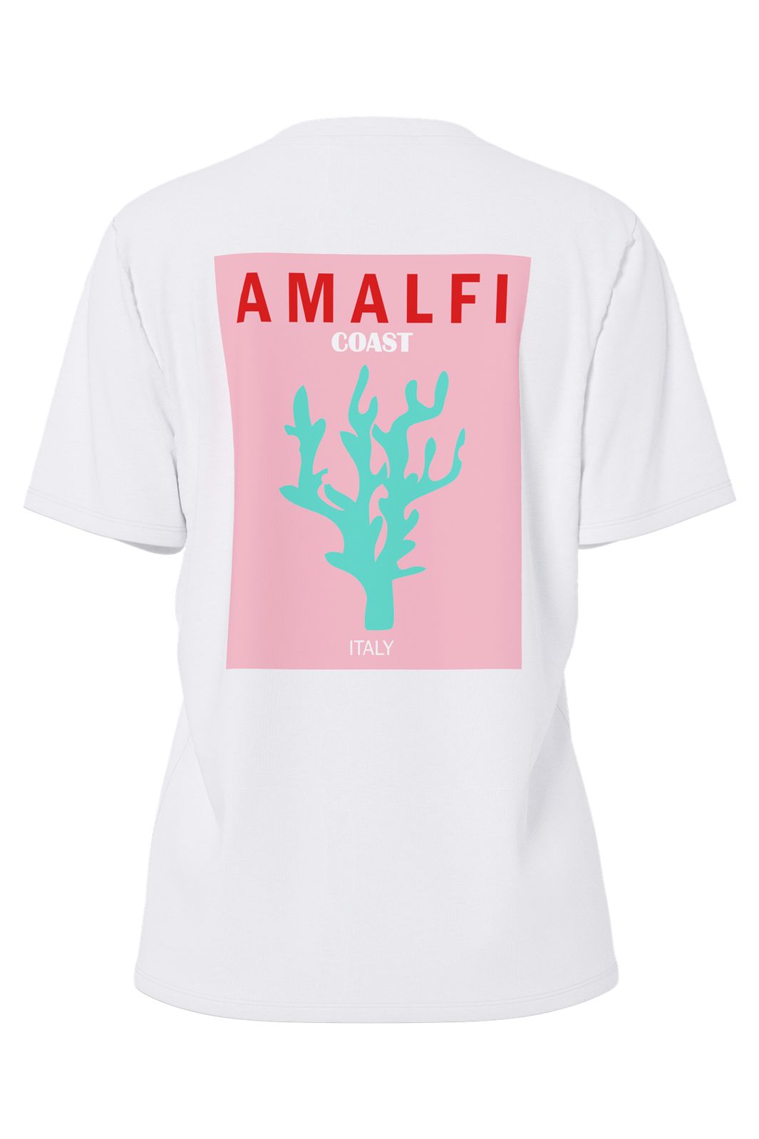 Pieces - Pcalifi Fasttrack Ss Oversize Tee - 4956831 Bright White Smal Sea Plant In Front-Amalfi Coast On The Back