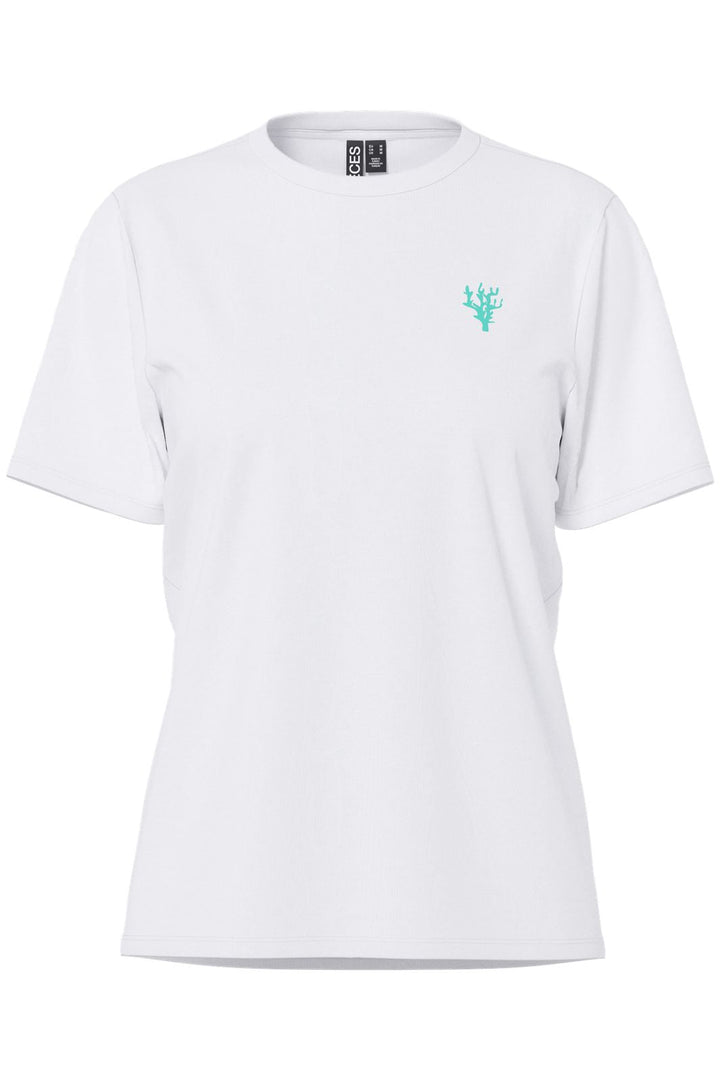 Pieces - Pcalifi Fasttrack Ss Oversize Tee - 4956831 Bright White Smal Sea Plant In Front-Amalfi Coast On The Back