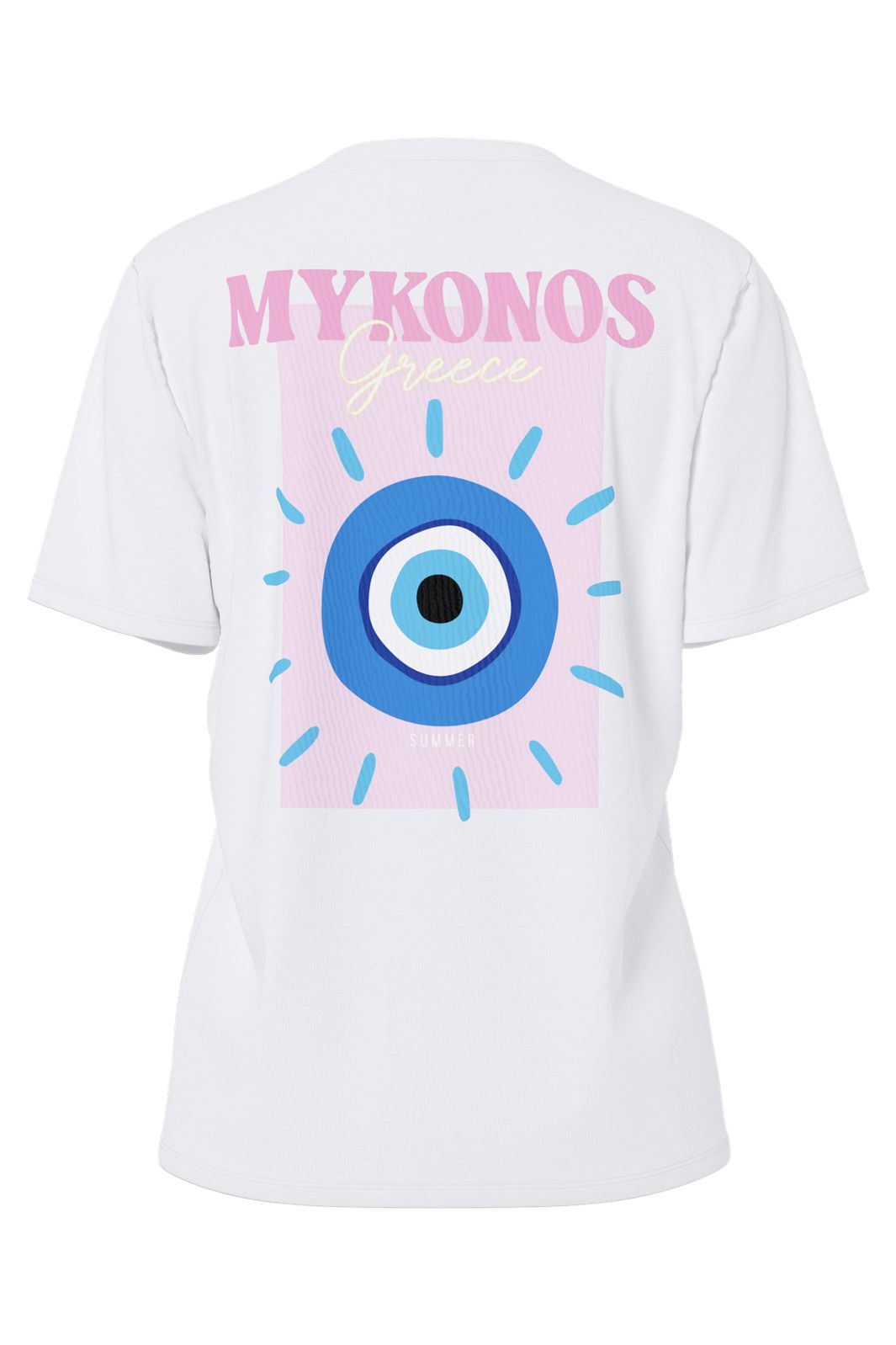 Pieces - Pcalifi Fasttrack Ss Oversize Tee - 4956833 Bright White Small Eye In Front-Mykonos On The Back