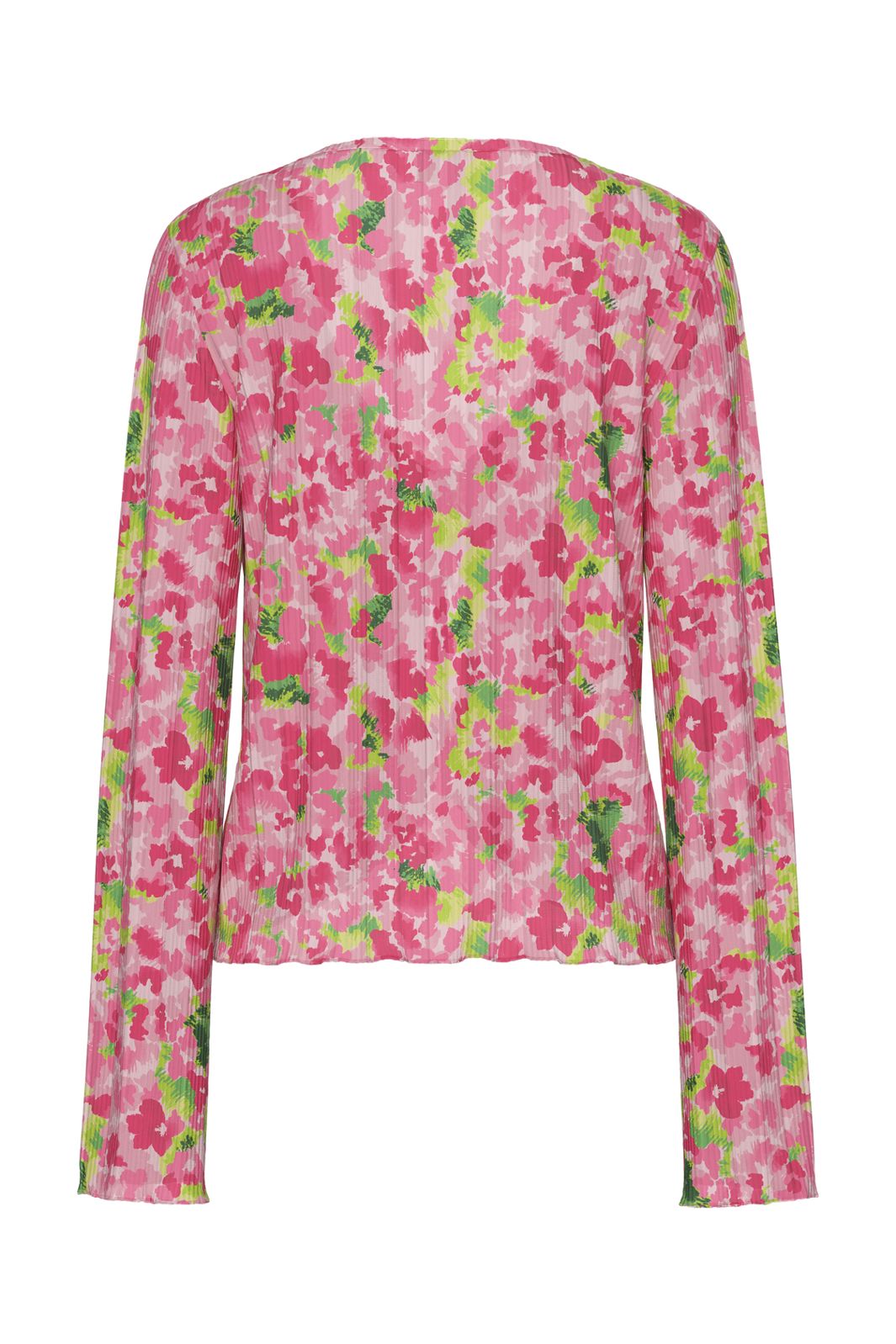 Pieces - Pcamber Ls Tie Top Kca - 4842930 Pink Cosmos Blurry Flowers