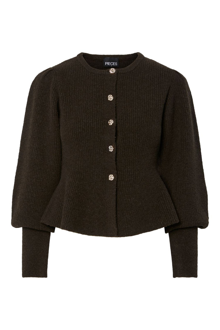 Pieces - Pcannie Ls Knit Cardigan - 4956383 Delicioso Silver Buttons