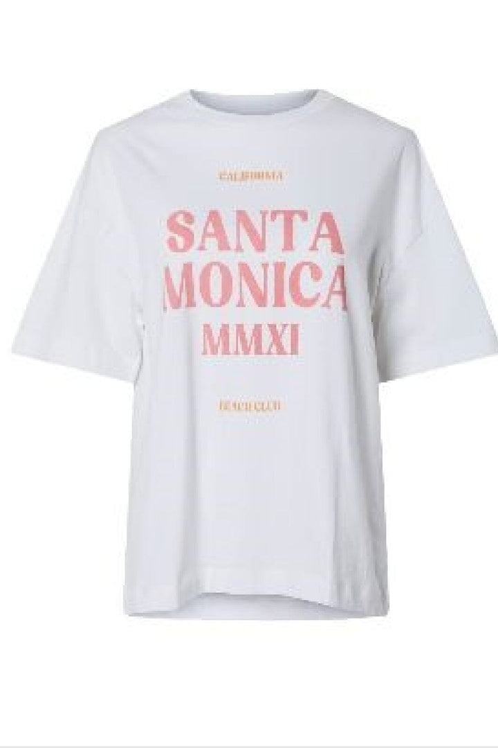 Pieces - Pcclaude Ss Printed T-Shirt - 4823568 Bright White Santa Monica
