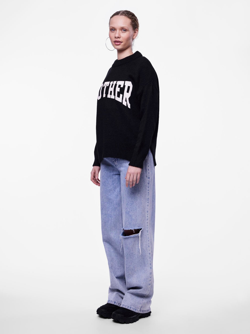 Pieces - Pcdrue Ls Knit - 4572638 Black Birch Another Strikbluser