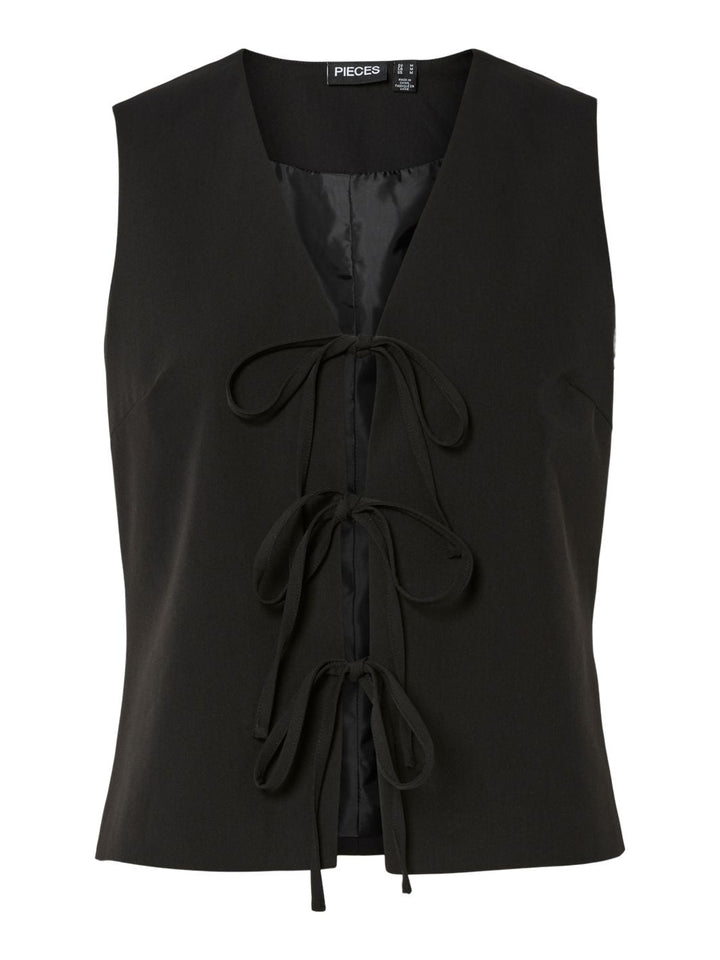 Pieces - Pcfrida Sl V-Neck Tie Top Fsy - 4860616 Black