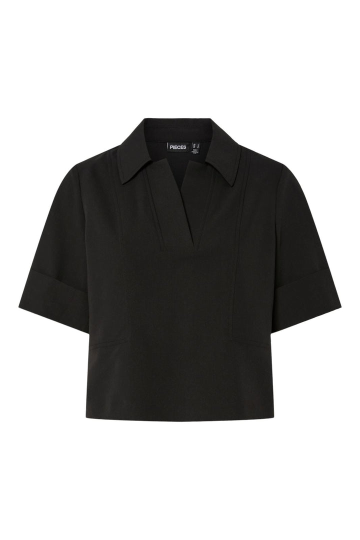 Pieces - Pcfrida Ss V-Neck Top Fsy - 4860591 Black