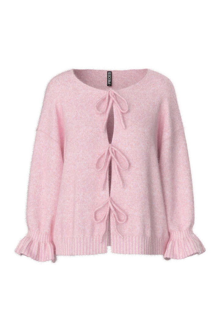 Pieces - Pcjimma Ls O-Neck Tie Knit Cardigan - 4870471 Pink-A-Boo