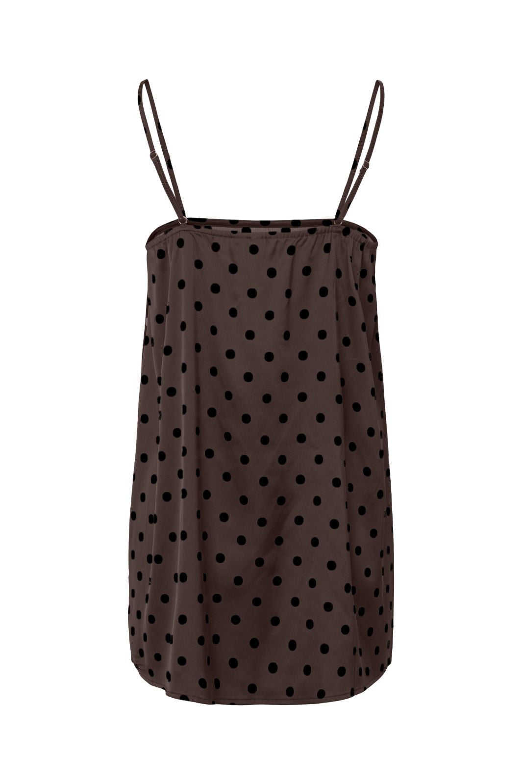 Pieces - Pcjytta Strap Satin Top - 5069036 Hot Fudge Black Dots