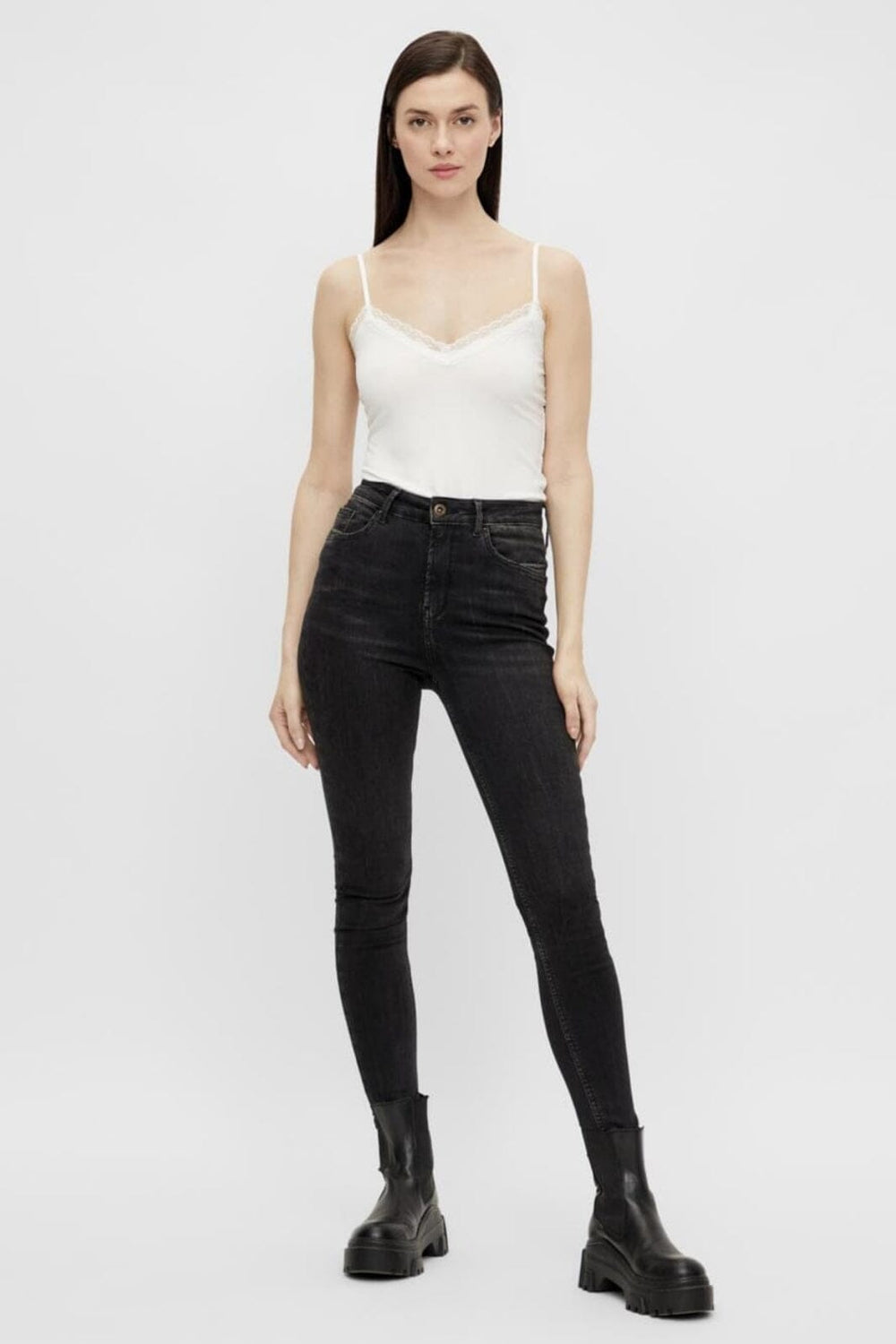 Pieces - Pckate Lace Singlet - 2890851 Cloud Dancer Toppe