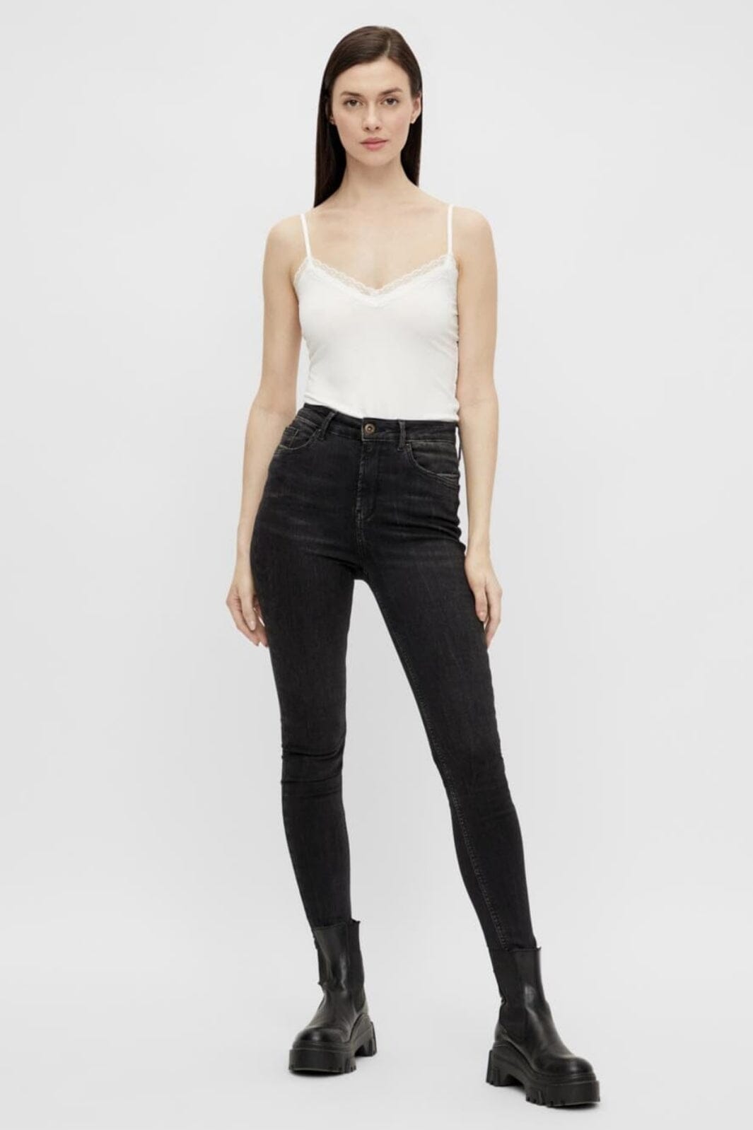 Pieces - Pckate Lace Singlet - 2890851 Cloud Dancer Toppe