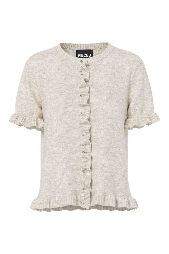 Pieces - Pclydia Ss Frill Knit Cardigan - 4965220 Birch