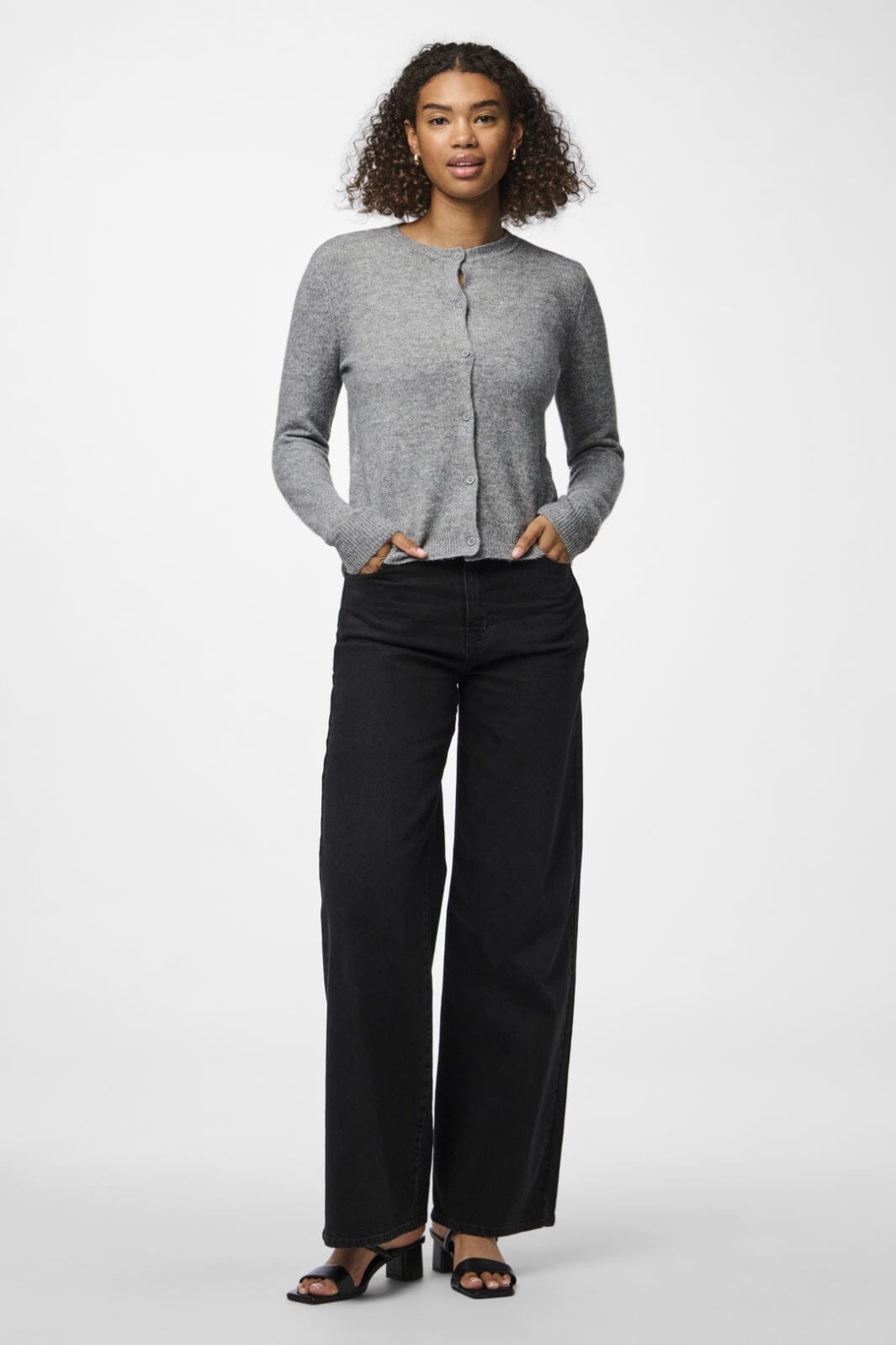 Pieces - Pcmalou Ls Knit Cardigan - 4635852 Medium Grey Melange