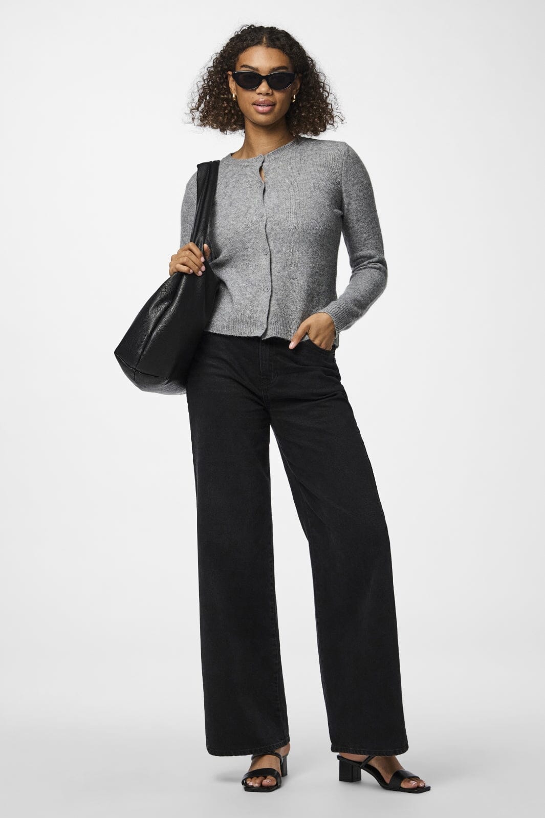 Pieces - Pcmalou Ls Knit Cardigan - 4635852 Medium Grey Melange