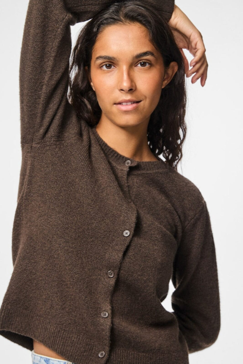 Pieces - Pcmalou Ls Knit Cardigan - 4864700 Hot Fudge Melange Cardigans