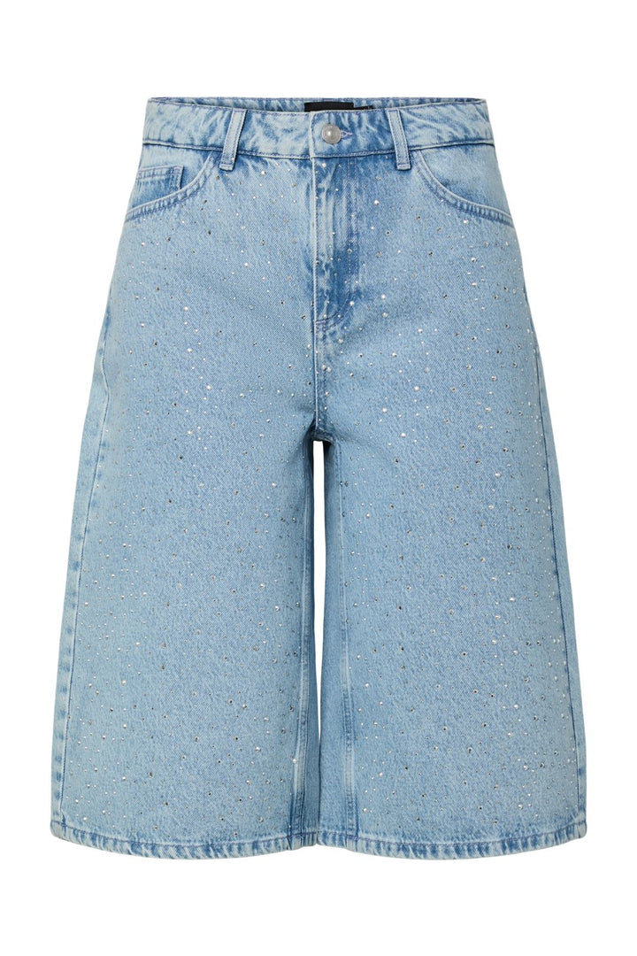Pieces - Pcnoel Denim Jorts Pp - 4936543 Light Blue Denim Rhine Stones
