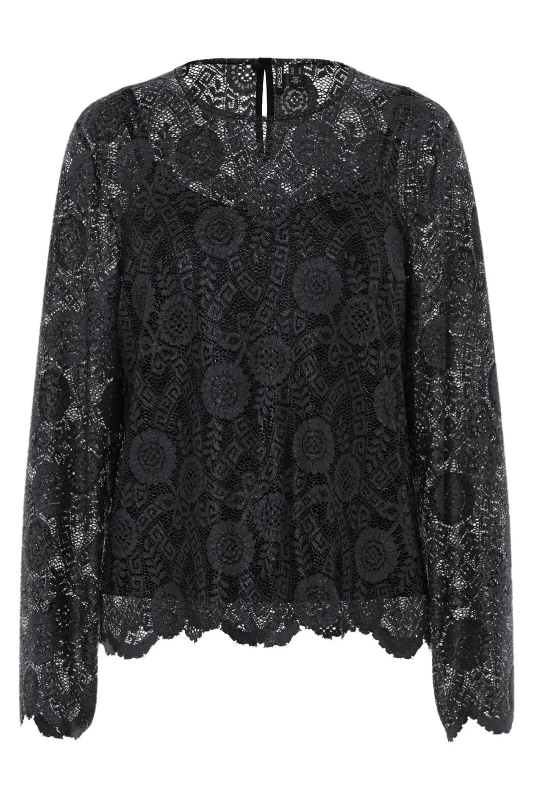 Pieces - Pcolline Ls Lace O-Neck Top - 4802666 Black