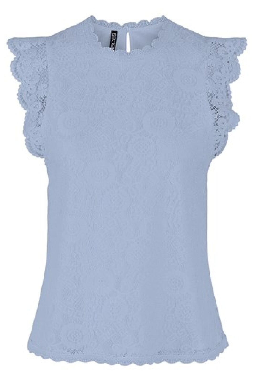 Pieces - Pcolline Sl Lace Top - 3861682 Kentucky Blue Toppe