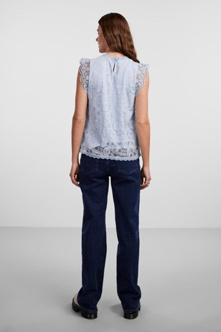 Pieces - Pcolline Sl Lace Top - 3861682 Kentucky Blue