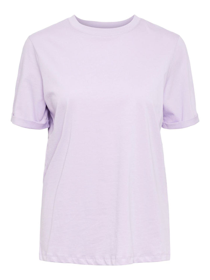 Pieces - Pcria Ss Fold Up Solid Tee - Lavendula