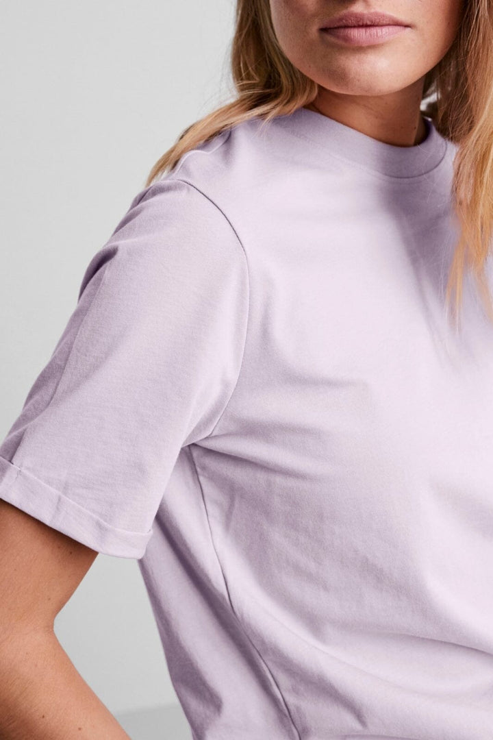 Pieces - Pcria Ss Fold Up Solid Tee - Lavendula