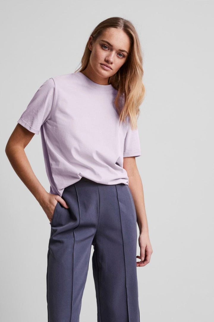 Pieces - Pcria Ss Fold Up Solid Tee - Lavendula