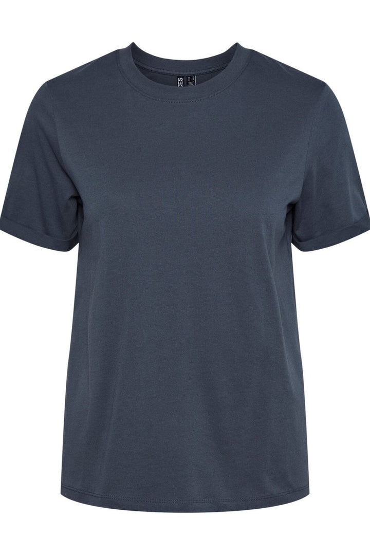 Pieces - Pcria Ss Fold Up Solid Tee - Ombre Blue T-shirts