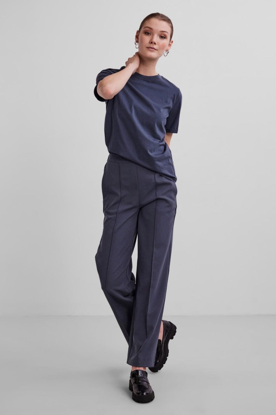 Pieces - Pcria Ss Fold Up Solid Tee - Ombre Blue T-shirts