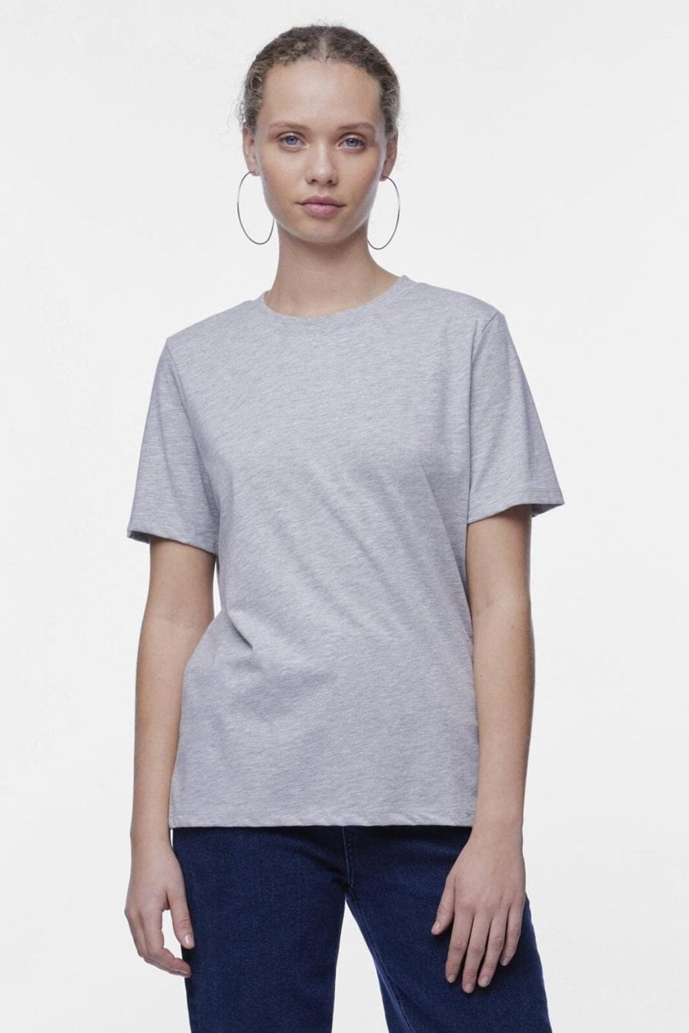 Pieces - Pcria Ss Solid Tee - 4287784 Light Grey Melange T-shirts