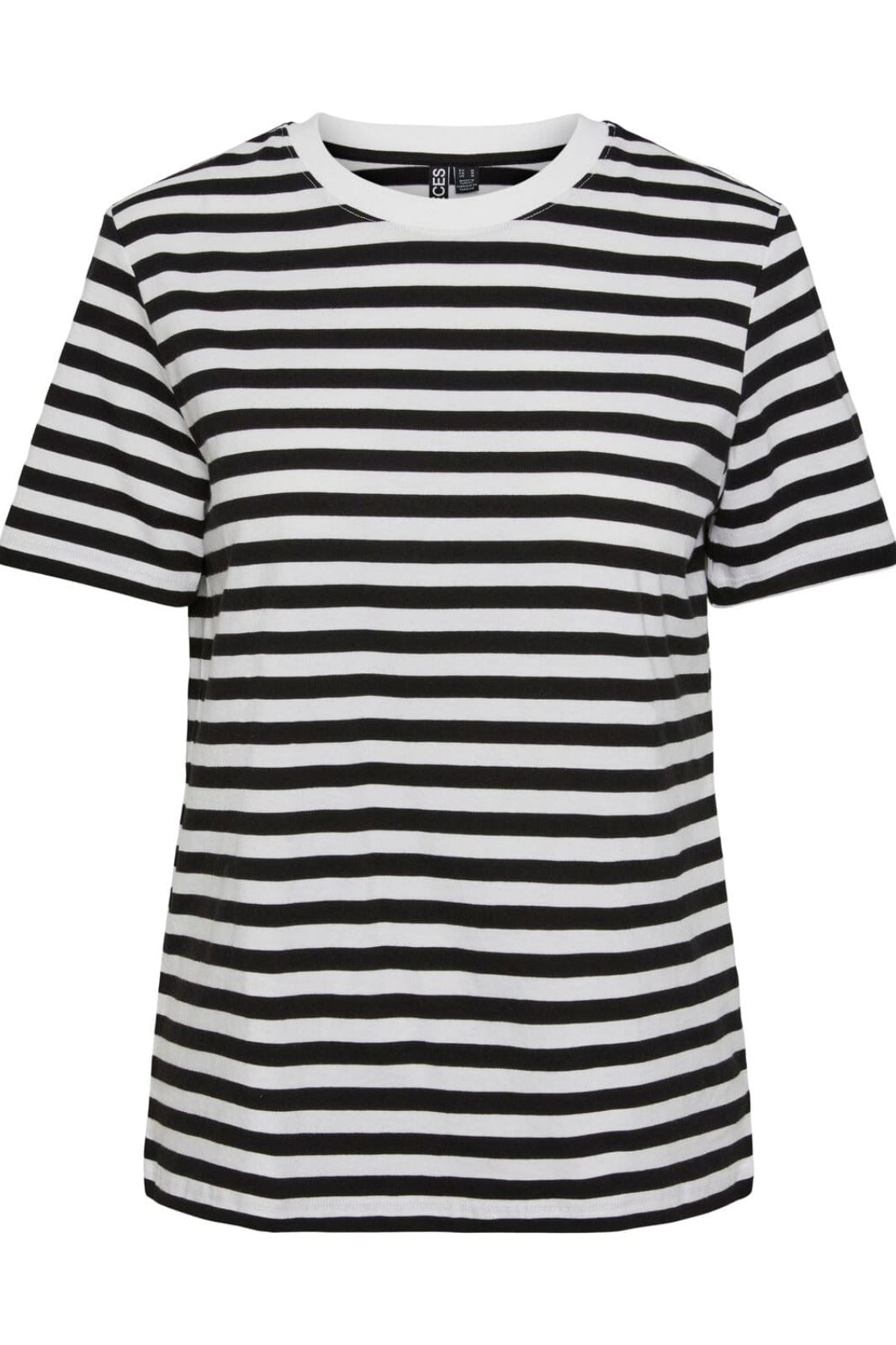 Pieces - Pcria Ss Tee Stripes - 4400578 Black Bright White T-shirts