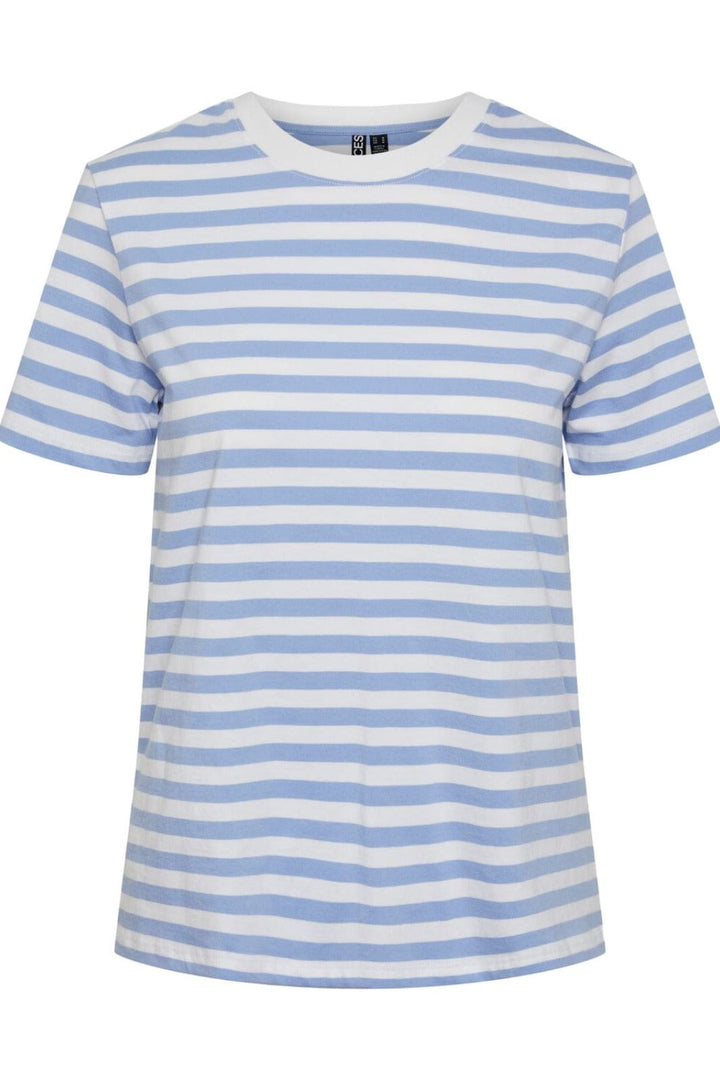 Pieces - Pcria Ss Tee Stripes - 4400582 Hydrangea Bright White